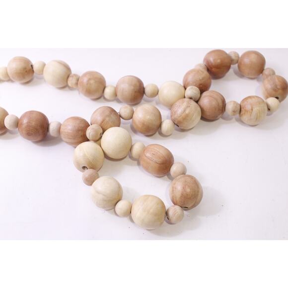 Light Brown, Wooden, Bead Garland, Folk Art, Decor, Accent, Rosary Beads, Home - Picture 2 of 4